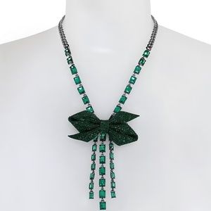 Betsey Johnson Emerald Bow Holiday Necklace